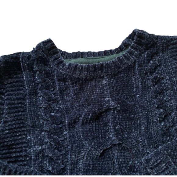 Cynthia Rowley Scalloped Hem Navy Sweater 4 - Picture 3 of 5